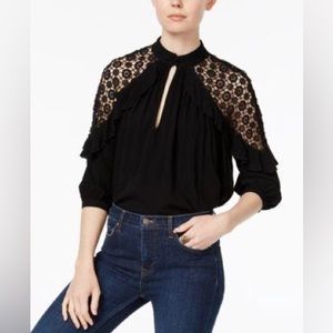 Free People Women's  Black Lightweight LITTLE BIT OF LOVE CREPE SHIRT Size Small